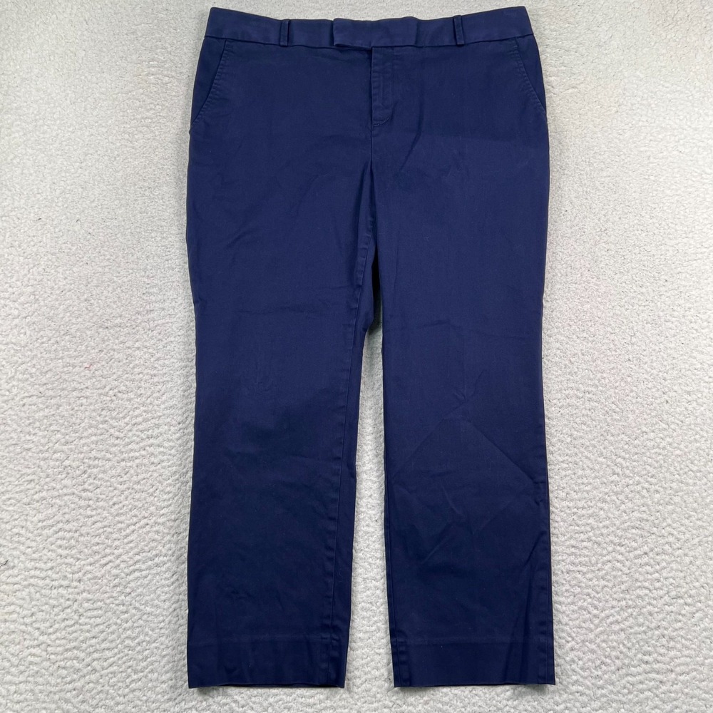 Banana Republic Hampton Fit Sateen Crop Pants Women's 14 Office Travel Blue